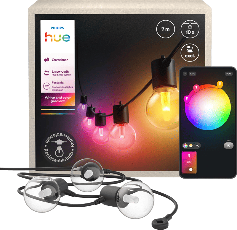 Philips Hue Festavia Globe Lichtsnoer – 7 meter – 10 lampen – Uitbreiding