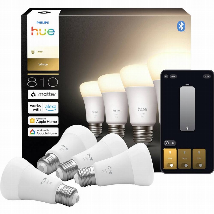 Philips Hue A60 White E27 810lm 4-pack