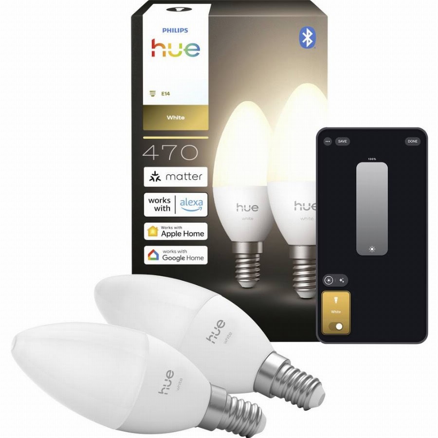 Philips Hue Hue LED-lamp (2 stuks) 8721103099662 Energielabel: E (A – G) 2er-Pack E14 0.2 W Warmwit