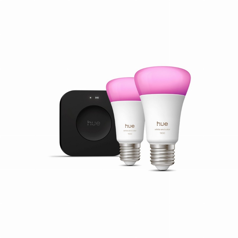 Philips Hue White and Color Starter Pack E27 1100lm 2-pack + Bridge Pro