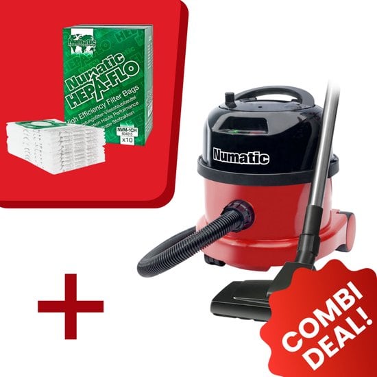 Numatic - Stofzuiger PPR240-11 - Rood - Inclusief 10x Stofzuigerzak NVM-1CH Hepa