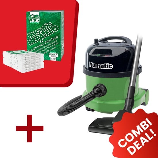 Numatic - Stofzuiger PPR240-11 - Groen - Inclusief 10x Stofzuigerzak NVM-1CH Hepa