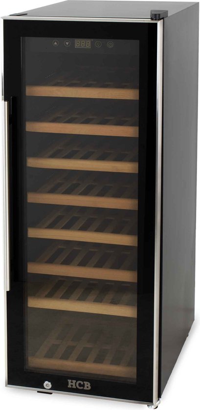 HCB® - Professionele luxe Wijnkoelkast voor 43 flessen - Wijnklimaatkast met houten lades - Vrijstaand wijn koelkast - Klimaatkast - Wijnkast - Wijnfrigo koeler - 44 kg - Frigo - 6…