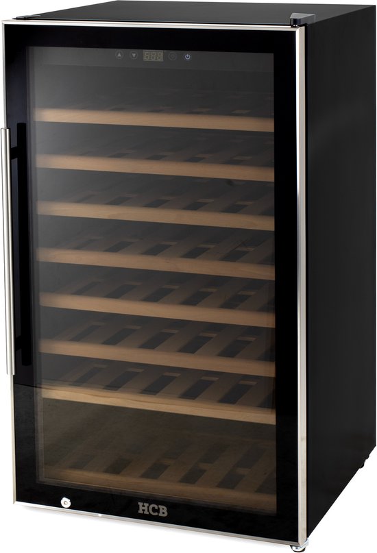 HCB® - Professionele luxe Wijnkoelkast voor 75 flessen - Wijnklimaatkast met houten lades - Vrijstaand wijn koelkast - Klimaatkast - Wijnkast - Wijnfrigo koeler - 52 kg - Frigo - 6…