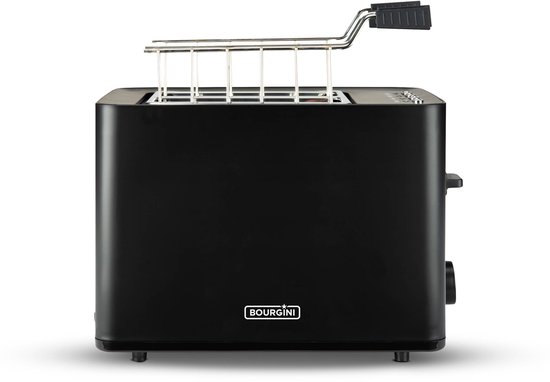 Bourgini Tosti Toaster met Bagelfunctie - Broodrooster met Tostiklemmen - Zwart - Matte Finish - Extra brede sleuf geschikt voor 2 tosti's