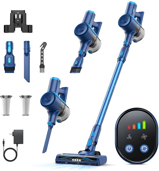 BOLLIT Steelstofzuiger Draadloos – 265W – Kruimeldief – 32.000 Pa Zuigkracht – Witte Laser – Tot 40 Min Accuduur – HEPA Filter – Zonder Zak op Accu – Snoerloze Stofzuiger – Voor Hu…
