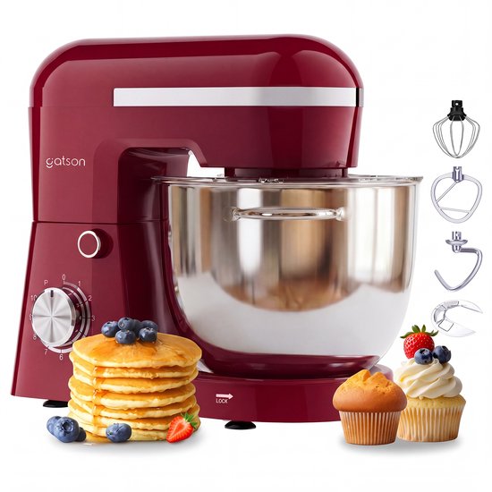 Gatson 1500W Keukenmachine - 10 Snelheden - 5L Mengkom - Dubbele Handvatten - Keukenrobot - Keukenmixer - Foodprocessor