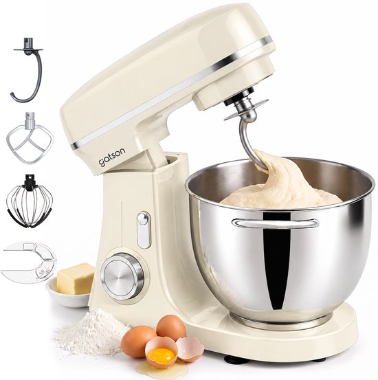 Gatson 2000W Keukenmachine - 6,2L Mengkom - Dubbele Handvatten - Keukenrobot - Keukenmixer - Foodprocessor - Mixer Met Mengkom
