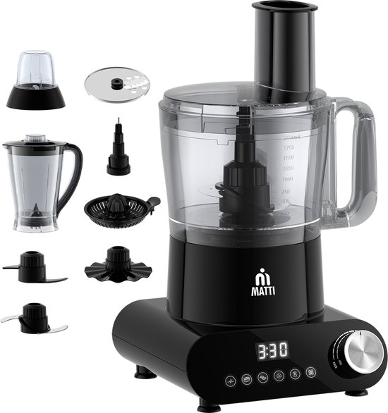 MATTI® 5-in-1 - Foodprocessor - 1500 Watt - Keukenmachine - Multifunctioneel Foodprocessors | Blender - Hakmolen - Citruspers - IJscrusher