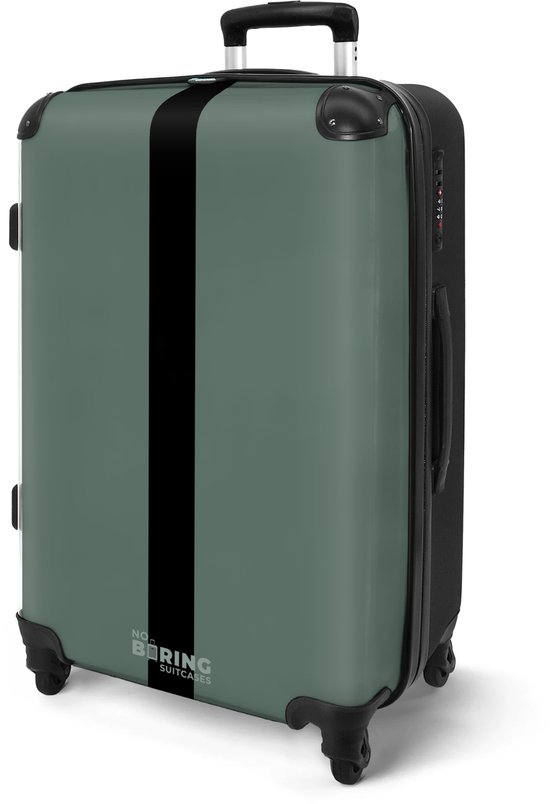 NoBoringSuitcases.com® - Koffer groot - Rolkoffer lichtgewicht - Groen met zwarte streep - Reiskoffer met 4 wielen - Grote trolley XL - 20 kg bagage - Suitcase large - Reistrolley…