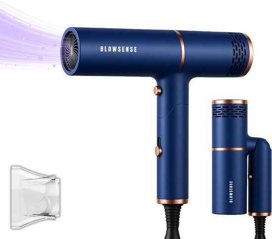 BlowSense® TravelDry Reisföhn Opvouwbaar – Compacte Haardroger voor Reizen, Vakantie en Handbagage – 1200W – Met Concentrator-opzetstuk – Ruimtebesparende Opvouwbare Föhn – Saffier…