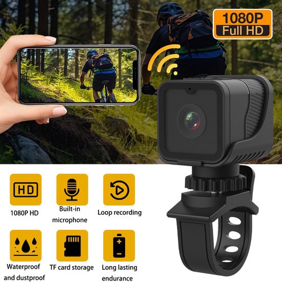 Mini Camera - Actiecamera - Draagbare camera 1080P - Lens Waterdichte camera Cams - WiFi HD Minicamera - voor thuisbewaker Elektrische fietsen motorfietsen