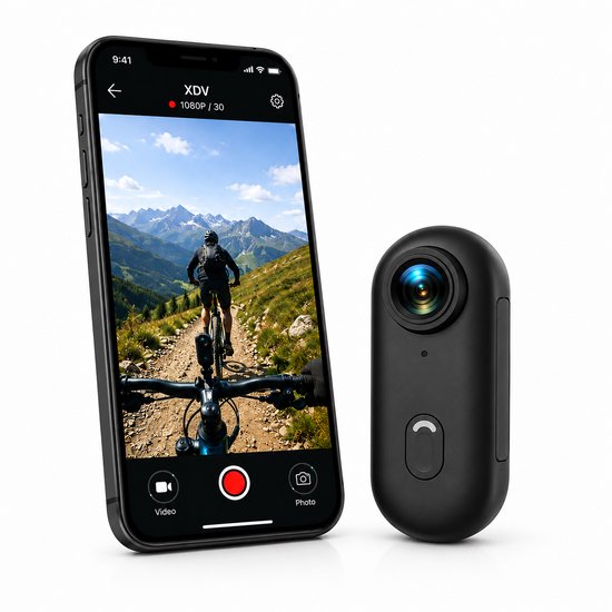 WINNES Mini Action Camera 1080P – Bodycam – 120° Groothoeklens – Magnetische Clip – Handsfree POV Camera voor Fietsen, Motor, Reizen & Vloggen