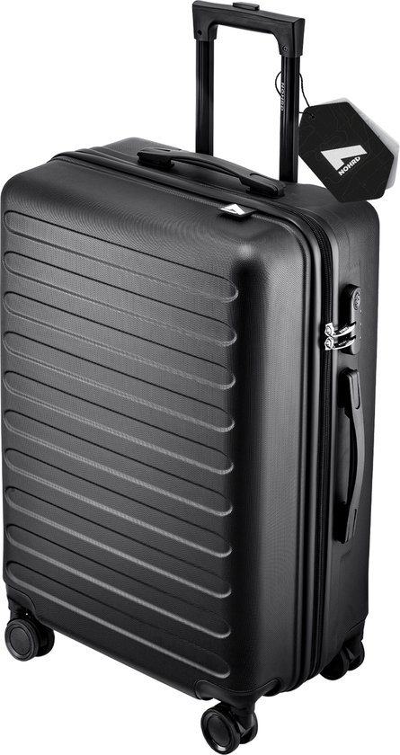 NOHRD Koffer 70L - 65.5x44x27 cm - Reiskoffer Medium met Spinner Wielen - Lichtgewicht - Trolley - Cijferslot - Zwart