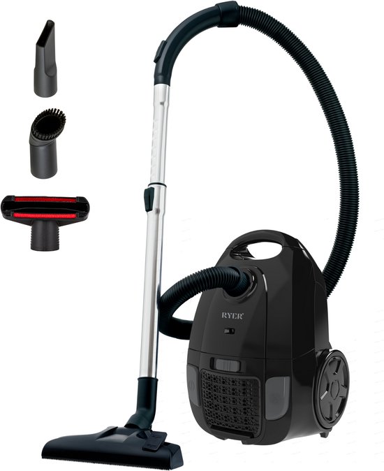 RYER – Stofzuiger met Zak – Krachtig 850W – Stil – 12m Actieradius – HEPA – Drie Mondstukken – Vacuum Cleaner – MotionPro Serie
