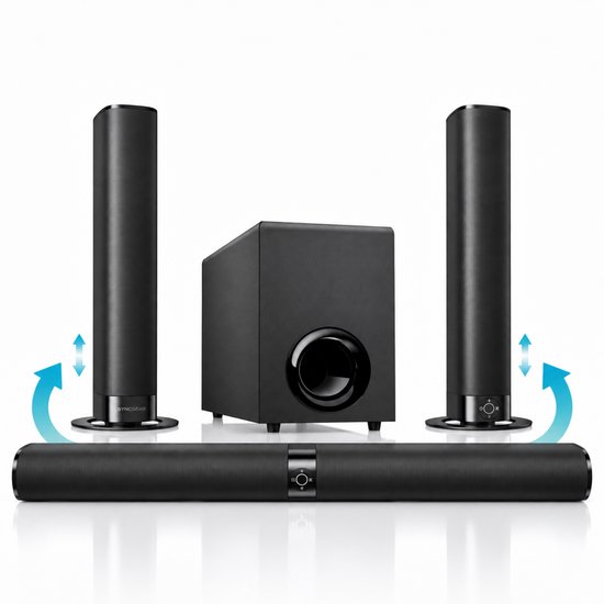 SyncGear 2-in-1 Soundbar met Subwoofer – Nieuw 2026 – Geen Luiden Opstart Geluiden – Home Cinema – 130W – Bluetooth 5.3 – HDMI ARC – TV Speakers – Surround Set Home Cinema – Sound…