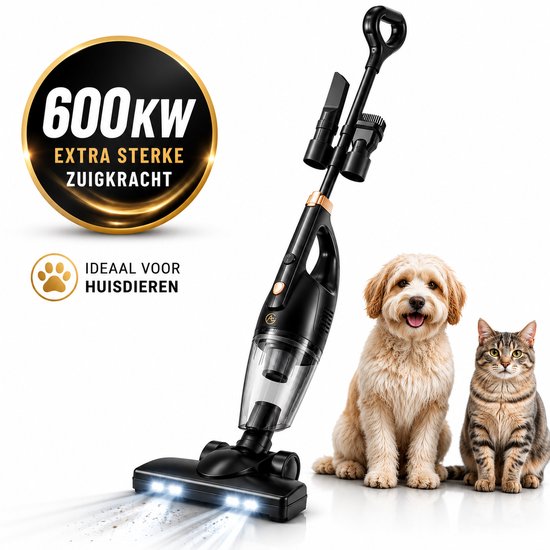 AG3500 Steelstofzuiger – Zonder Zak – 600W – Sterke Zuigkracht – Vacuum Cleaner – 3-in-1 Snoerstofzuiger – HEPA Filter – Vacuum Cleaner -LED Verlichting – Handstofzuiger – Lichtgew…