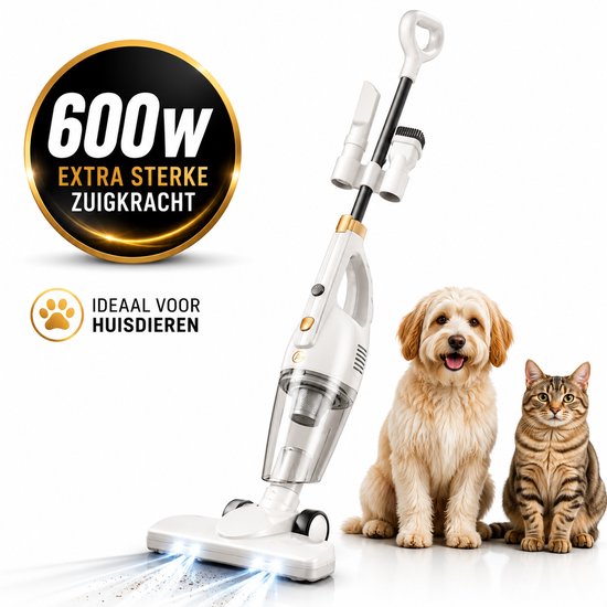 AG3500 Steelstofzuiger – Zonder Zak – 600W – Sterke Zuigkracht – Vacuum Cleaner – 3-in-1 Snoerstofzuiger – HEPA Filter – Vacuum Cleaner -LED Verlichting – Handstofzuiger – Lichtgew…