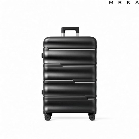MRKA® Milano - Reiskoffer Large (L) - Zwart - Koffers - Koffer - Koffer Groot - Koffer Ruimbagage - Grote Koffer - Koffer 20 KG - Suitcase - Valies - Polypropyleen Koffer - Lichtge…