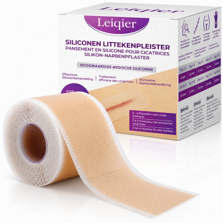 Leiqier Siliconen Litteken pleister rol | Littekenverzorgingstape voor alle soorten littekens 150 Pleister