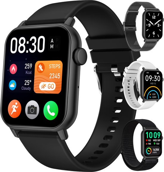 Siltcon® Smartwatch Heren Pro – Smartwatch Dames Pro – Sporthorloge Dames & Heren – Stappenteller Horloge – Hartslagmeter – Bloeddrukmeter – Slaapmonitor – Saturatiemeter – Belfunc…