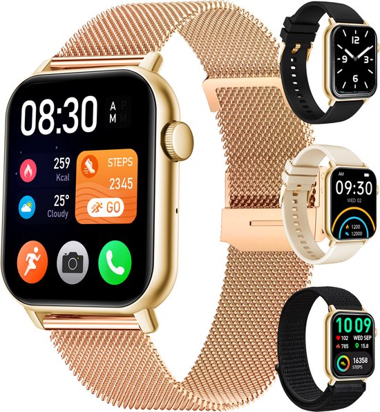 Siltcon® Smartwatch Dames Pro - Smartwatch Heren Pro - Sporthorloge Dames & Heren - Stappenteller Horloge - Hartslagmeter – Bloeddrukmeter - Slaapmonitor - Saturatiemeter - Belfunc…