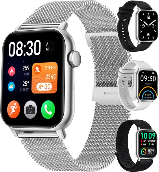 Siltcon® Smartwatch Dames Pro - Smartwatch Heren Pro - Sporthorloge Dames & Heren - Stappenteller Horloge - Hartslagmeter – Bloeddrukmeter - Slaapmonitor - Saturatiemeter - Belfunc…