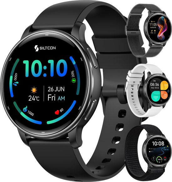 Siltcon® FitTrack Pro GPS - Smartwatch Heren - Smartwatch Dames - Sporthorloge Dames - Horloge Heren - Stappenteller - Hartslagmeter - Saturatiemeter - Belfunctie - 200+ Sportmodi…