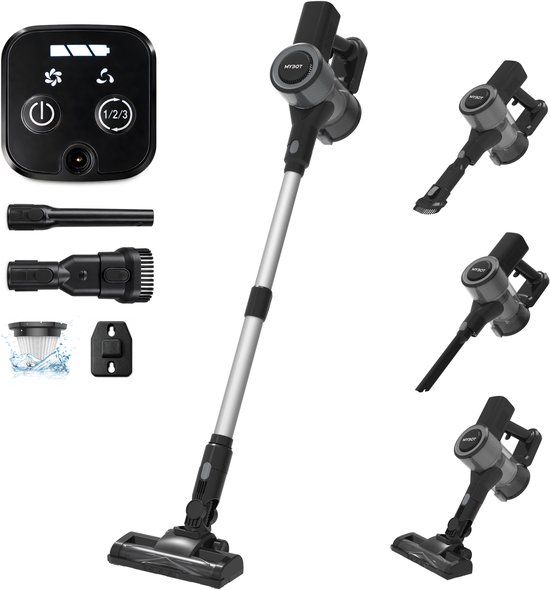 MYBOT E6 Essential - Steelstofzuiger - 250W - 20Kpa - 3 Zuigniveaus - Vacuum Cleaner - Steelstofzuiger Draadloos - Zonder Zak - Op Accu