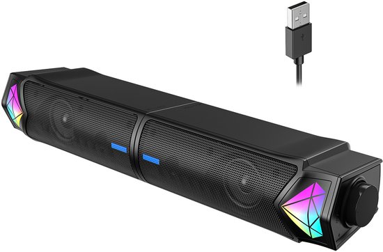 longziming -Soundbar - Bluetooth Luidspreker - 3D-Paneelvorm Met RGB-Verlichting En Afneembare Design - 1 - Voor Bureau/Thuisgebruik Zwart