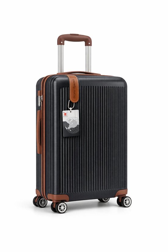 AAtravel© Reiskoffer – Lichtgewicht Hardcase Trolley – 4 Dubbele 360° Wielen – Cijferslot – 75 cm – 90L – Zwart/Bruin