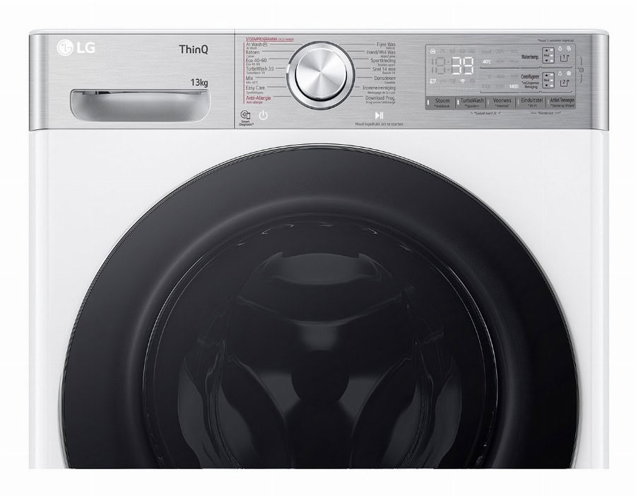 LG F4WR9513S2W wasmachine 13 kg met AI DD voor slimme stofverzorging - TurboWash 39 voor sneller wassen - EzDispense automatische dosering - hygiënisch wassen met stoom en ThinQ sl…