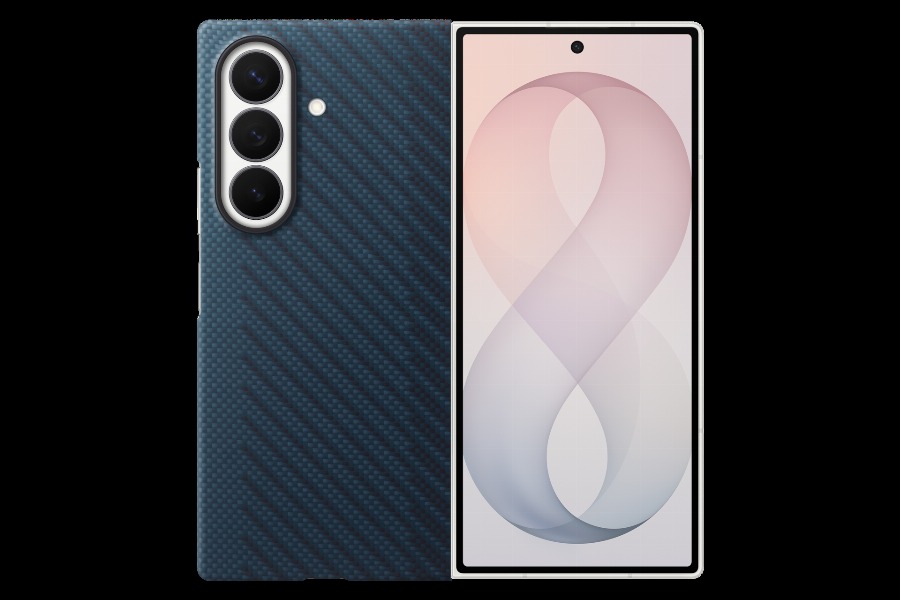 Samsung Galaxy Z Fold 8 Ultra Carbon Back Cover met Magneet Blauw