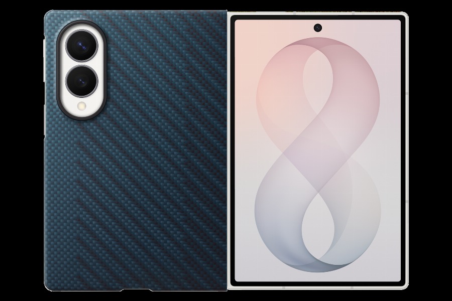 Samsung Galaxy Z Fold 8 Carbon Back Cover met Magneet Blauw