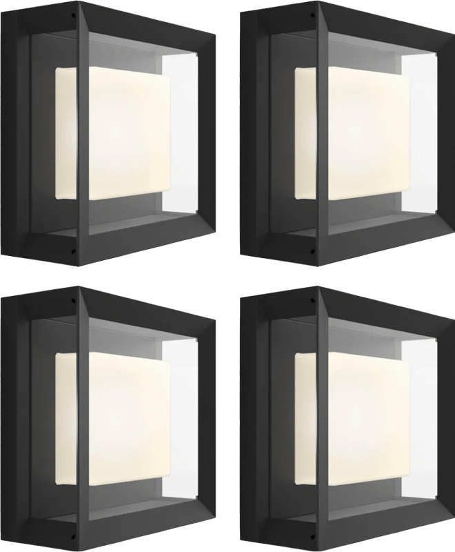 Philips Hue Econic muurlamp White and Color Zwart modern 4-pack